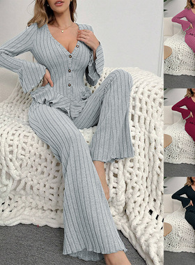 Pajamas women's velvet V-neck women's outerwear homewear