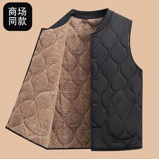 新款马甲休闲男士秋冬季无领宽松加绒加厚坎肩保暖无袖外套保暖绒