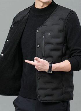 男士羽绒棉马甲轻薄2026新款短款秋冬中年爸爸棉背心坎肩大码马夹