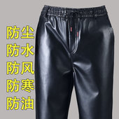 保暖皮裤 男加绒加厚防风防寒皮裤 男士 冬季 摩托骑行代驾外卖皮棉裤