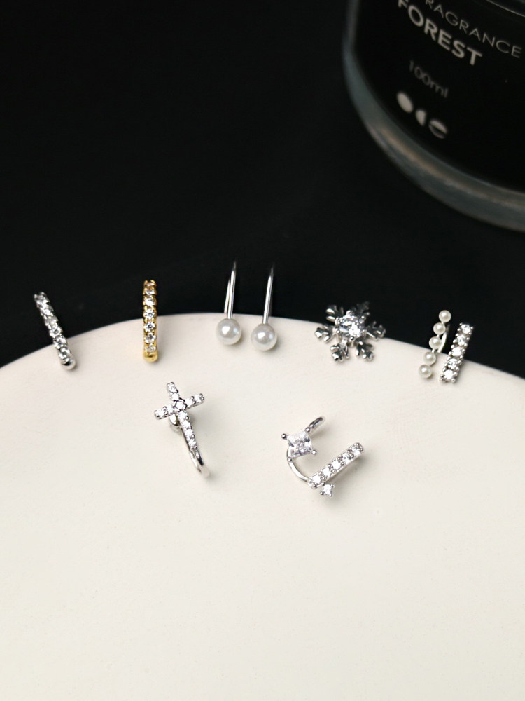 For the night no pierced ears can be worn~ear clip collection 925 sterling silver female wild simple ins painless ear ornaments ear bone clip