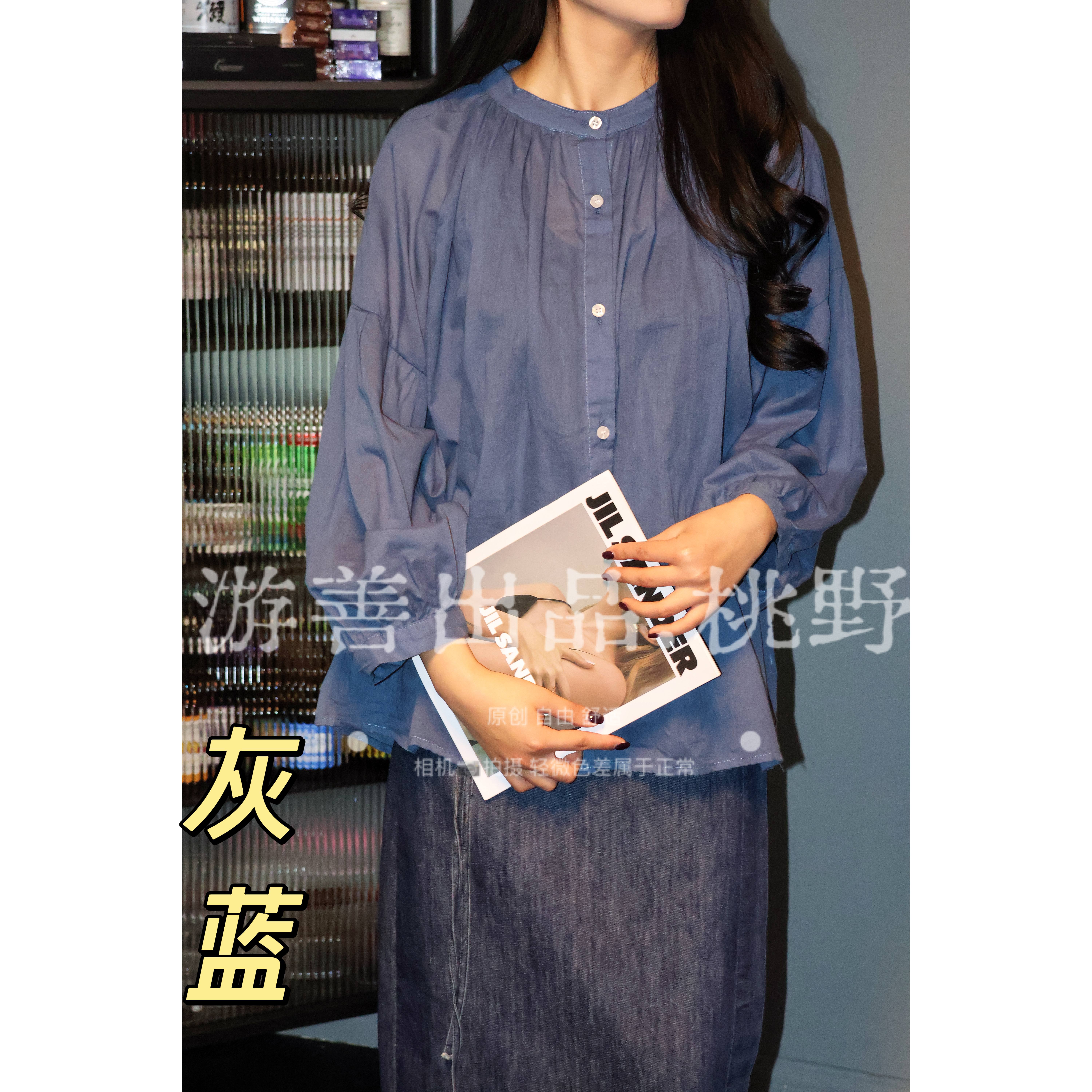 26年纯棉排扣衬衣春夏舒适衬衫圆领打底宽松 长70胸144