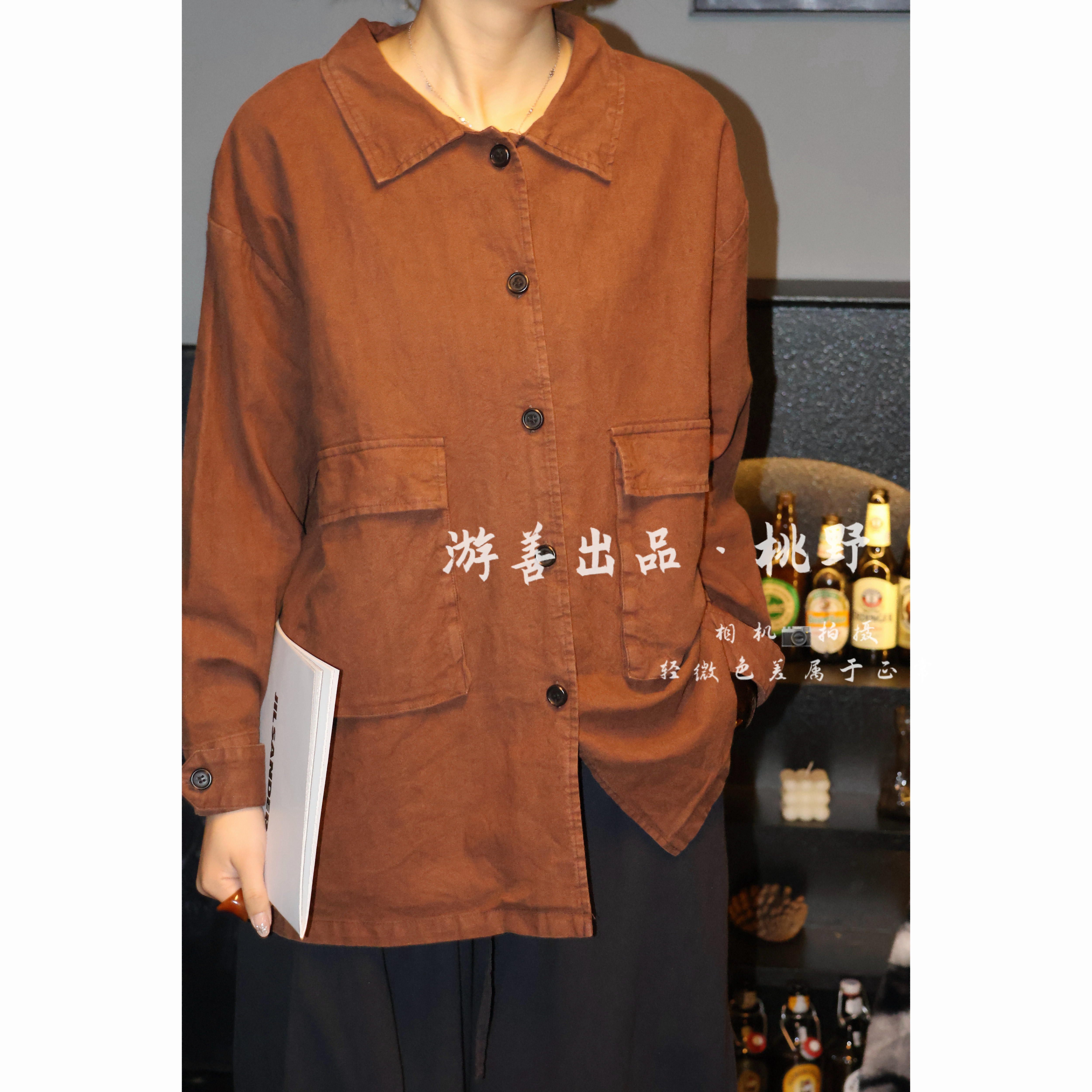 26年春女新款设计师款亚麻外套极简气质衬衫外套 长78胸148 sx