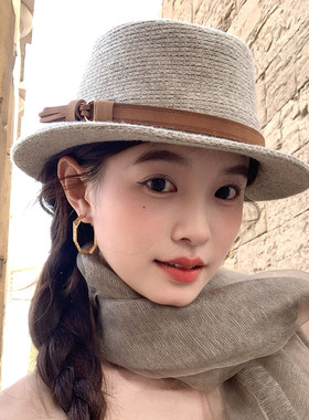 秋冬复古老钱风巴拿马礼帽平檐爵士帽女旅游时尚百搭针织渔夫帽子