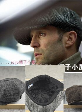 冬天棉帽加厚夹棉保暖大头围男帽欧美风八角帽条纹休闲分鸭舌帽男