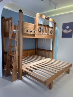 全实木简约风儿童上下床伸拉床高低床子母床 双十一上新2025年新款