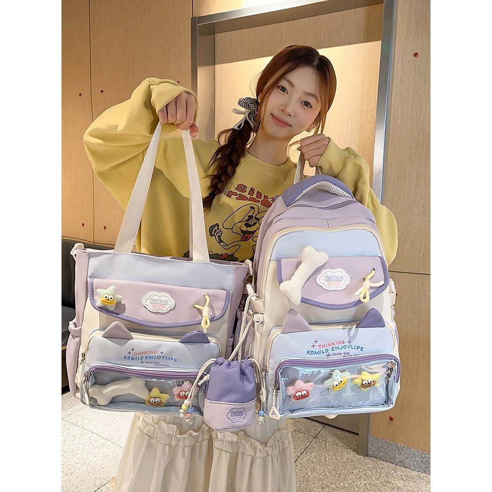 2025新款初中女生书包高颜值大容量小学生痛包高中生多巴胺双肩包