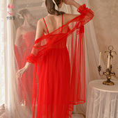 带胸垫吊带裙2193 仙女风网纱薄款 卡玫雪爆款 内衣性感羽毛吊带长款