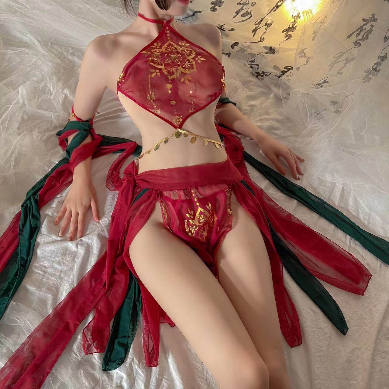 若澜爆款内衣性感敦煌飞天舞姬异域套装挂脖夜店桑拿技师肚兜5126