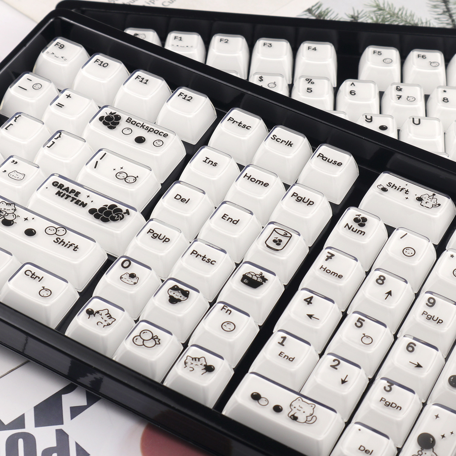 葡萄猫咪键帽水晶质感可爱女生机械键盘键帽MDA高度PC+ABS材质