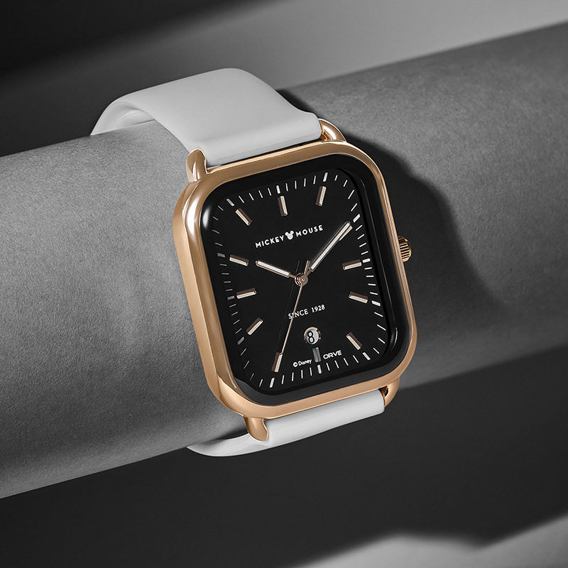 26年男生礼品方形手表迪士尼夜光静音腕表学生运动防水夜光石英表