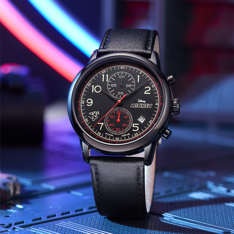 高中学生男生手表迪士尼米奇多功能防水石英手表三针日历计时腕表