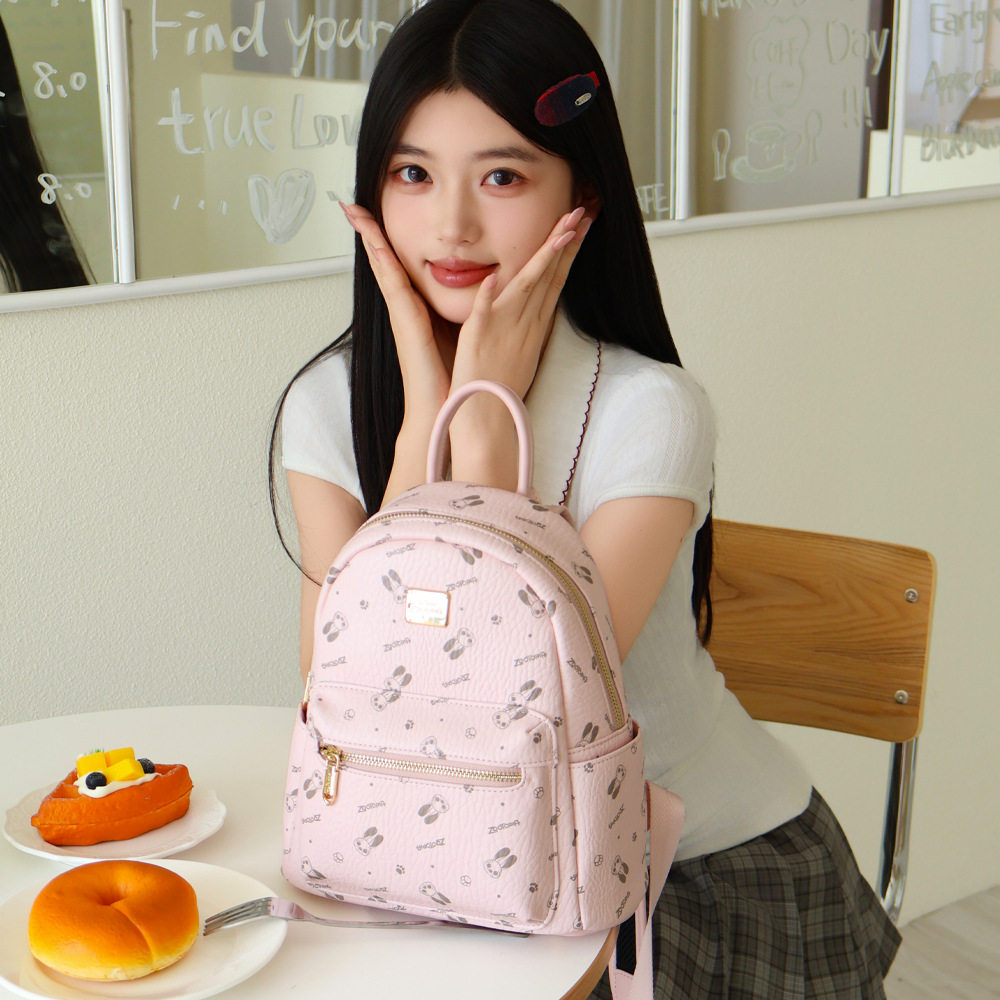 迪士尼2025新款印花双肩包旅行休闲小背包活力少女学院风双肩背包