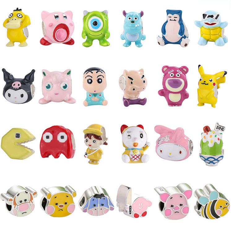 925纯银珠子项链卡通吊坠 皮卡丘玉桂狗beads杰尼龟星之卡比散珠