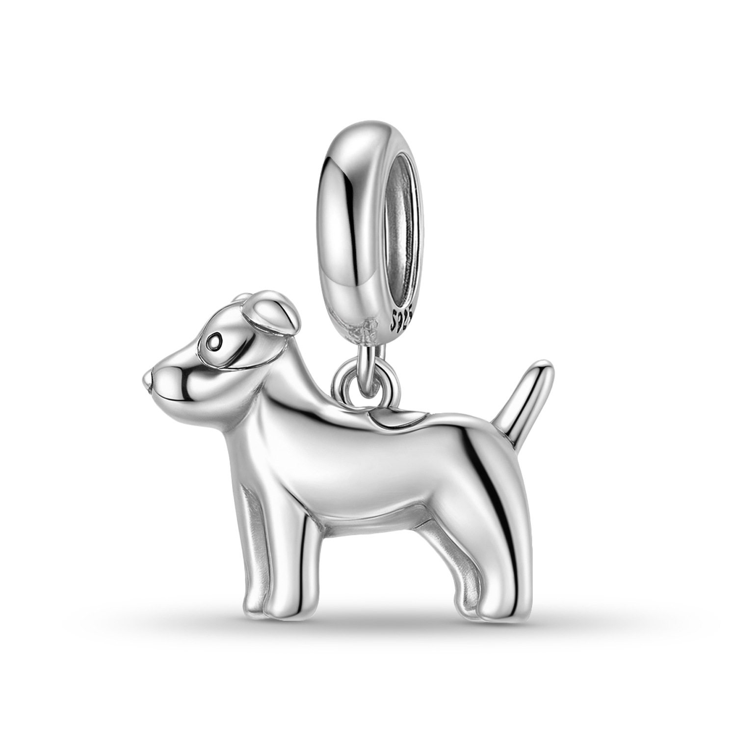 简约雪纳瑞犬吊坠S925纯银氧化欧美流行可爱小狗手链diy饰品配件