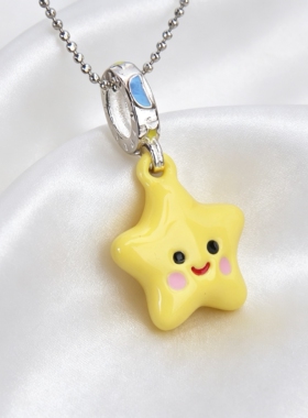 S925纯银微笑小星星吊坠项链