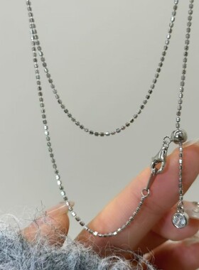 S925纯银意大利星光钻石链珠光链女高级感抽拉式简约百搭车花颈链