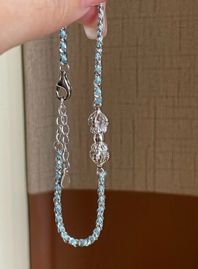 S925纯银中古金刚杵蓝色编绳手链女轻奢小众设计气质高级感手绳
