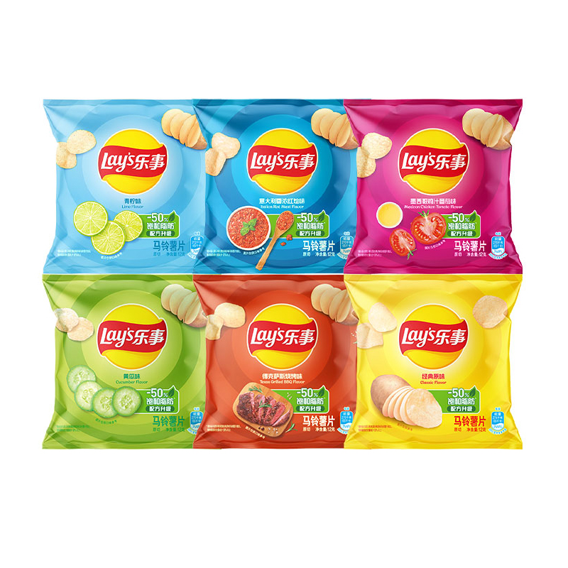 乐事薯片袋装12g*4小包黄瓜原味烧烤味膨化经典休闲解馋零食小吃
