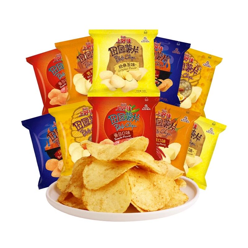 上好佳田园薯片12g*10包网红办公室休闲解馋小零食经典怀旧零食