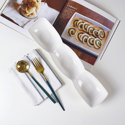 强化三格盘酒店餐具小吃创意陶瓷