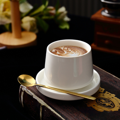 Home简约陶瓷咖啡杯碟套装 拿铁杯浓缩黑咖啡杯纯白欧式咖啡杯