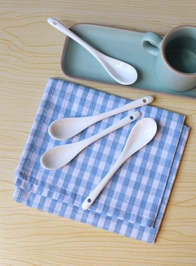 陶瓷咖啡勺 拌匀勺 勺子 奶勺雪糕勺 白色勺 长12.5cm