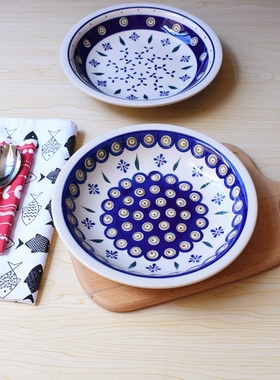 包邮 人工手绘陶瓷盘 9英寸水果盘日用盘 创意盘 艺术盘西餐盘