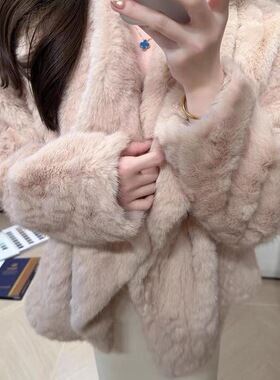 柔雾奶兔*千金感软软温柔兔绒环保矜贵大翻领保暖加厚外套PC1015