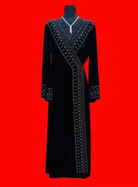 S03丝绒黑色连衣裙轻奢潮流轻奢设计师时尚亮钻
