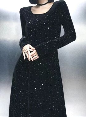 82145满天星女装连衣裙轻奢气质长袖时尚连衣裙