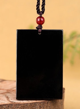 挂件方牌平安无事a平安男黑色男项链翡翠牌墨翠玉石玉坠天然吊坠