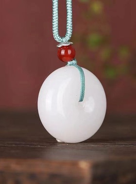 金丝天然新疆扣玉石平安白色清凉夏日礼物项链吊送人小玩意坠节日