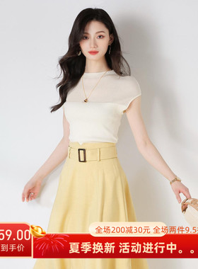 25夏季薄款实穿主义法式修身好穿舒适半透百搭圆领t恤针织衫18756