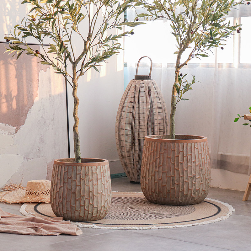 镁泥大花盆复古盆栽种植花器千年木百合竹天堂鸟绿植商场客厅装饰,家居饰品,花盆,淘宝优惠券,粉丝福利购,淘宝优惠卷