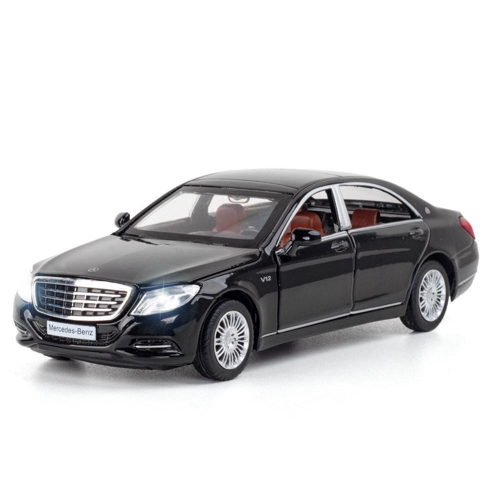 彩珀1:32奔驰s600迈巴赫合金车模六开门金属声光回力男孩玩具汽车