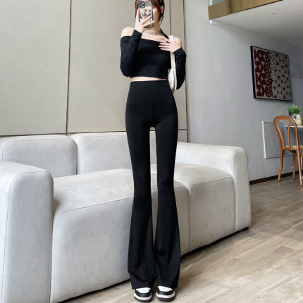 春秋新款高个子鲨鱼裤瘦腰显瘦拖地垂感女长裤宽松时尚喇叭裤拖地