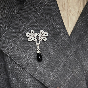 VA珠宝丨银装素裹琼林玉树丨拍卖款 复古黑玛瑙 粉晶 胸针