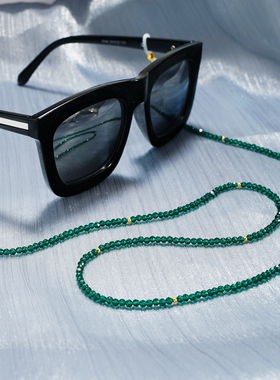 乌云遇皎月李一桐谭皎同款眼镜链女挂脖链墨镜链祖母绿口罩链挂绳