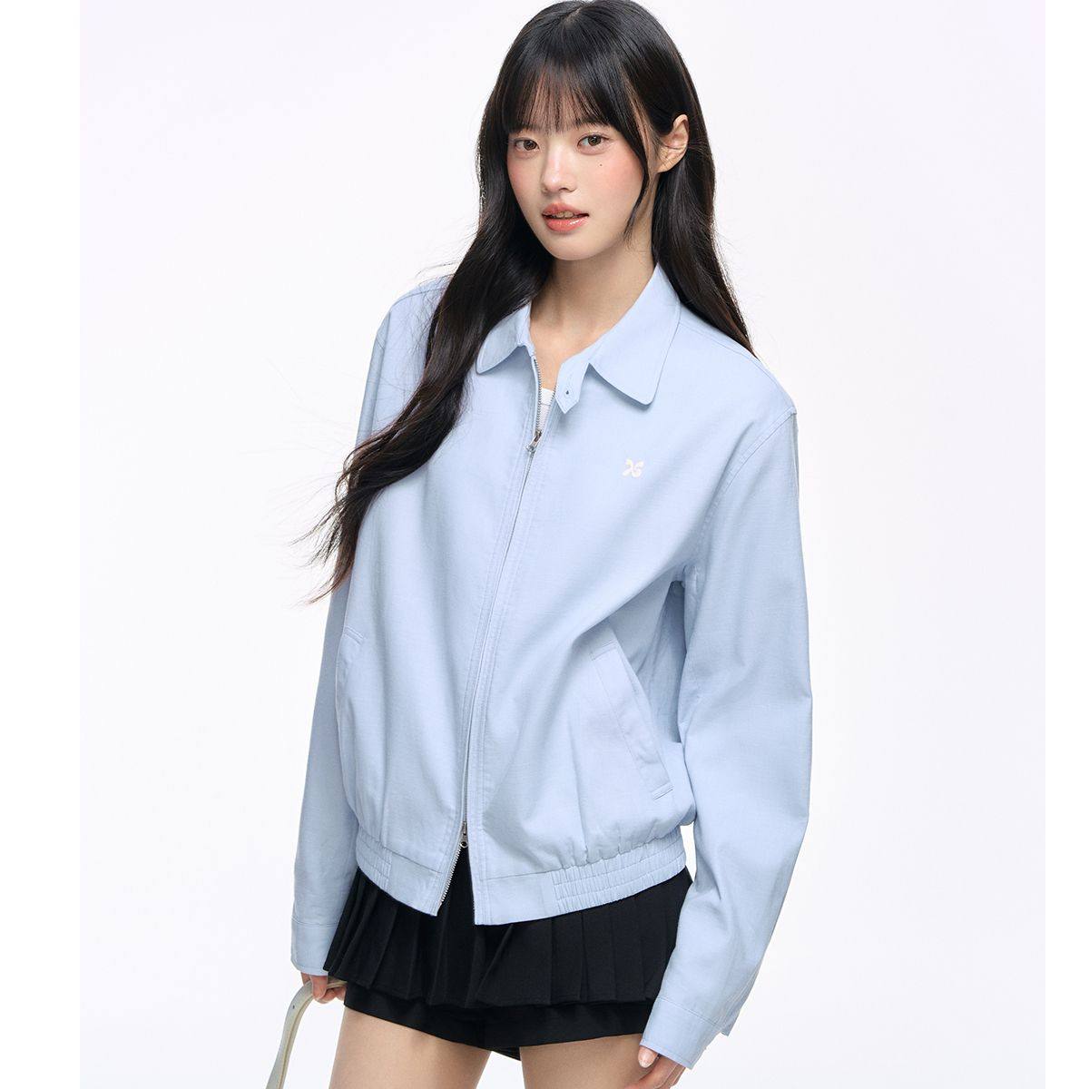 韩版新款休闲蓝色短外套女薄款秋短外套