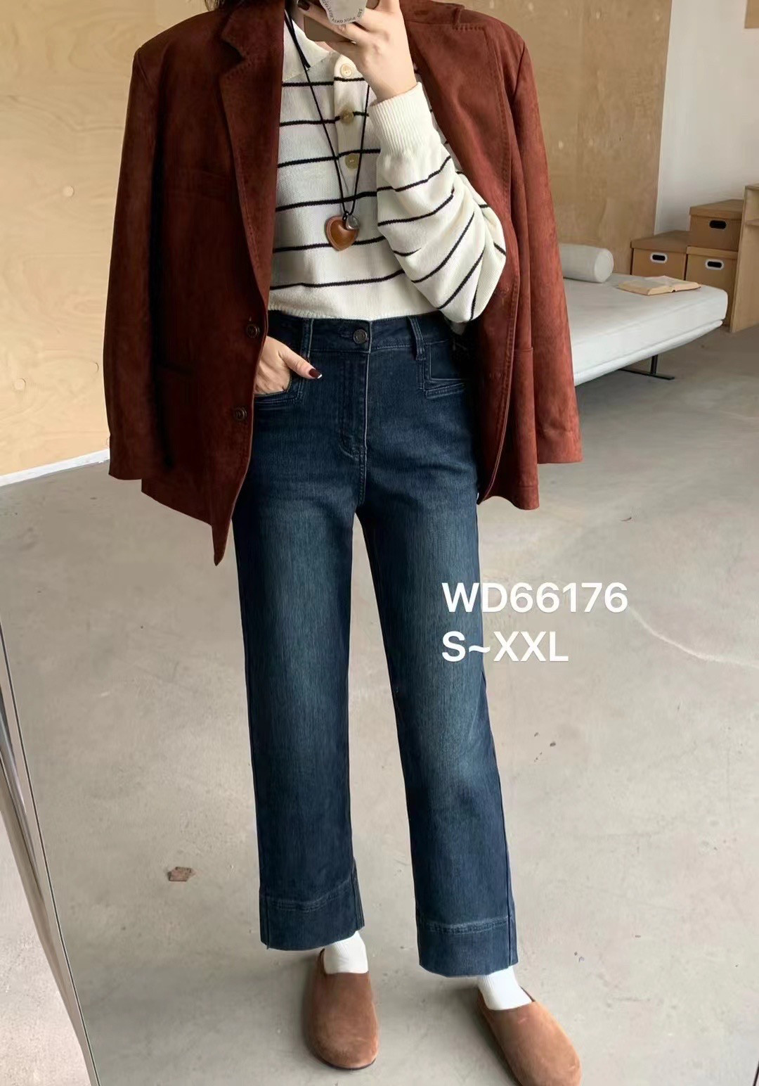 韩版冬季新款加绒保暖高腰显瘦宽松遮胯小直筒九分法棍牛仔裤女潮