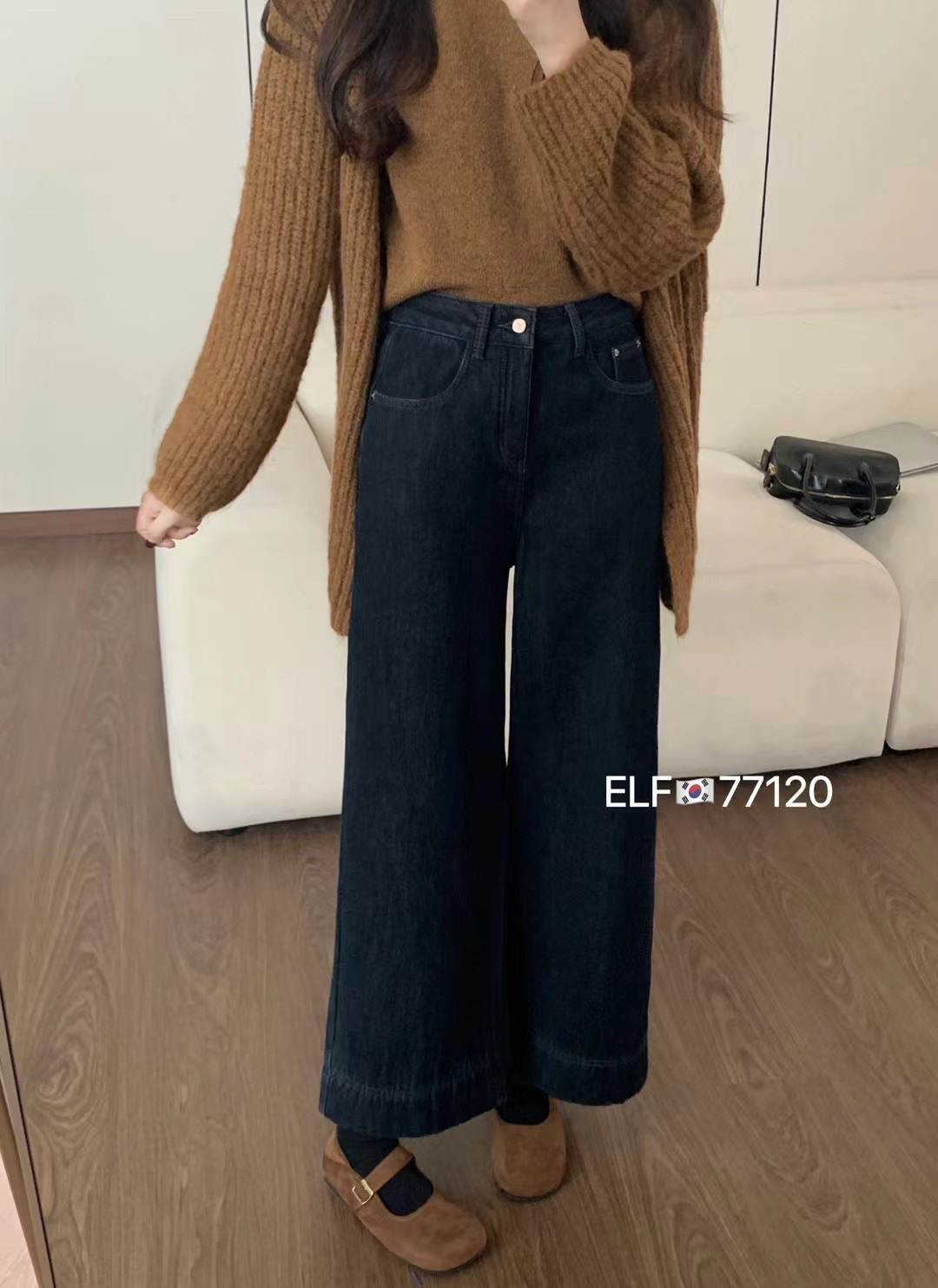 X2冬季韩系小个子复合厚绒高腰显瘦弹力百搭直筒窄版阔腿牛仔裤女