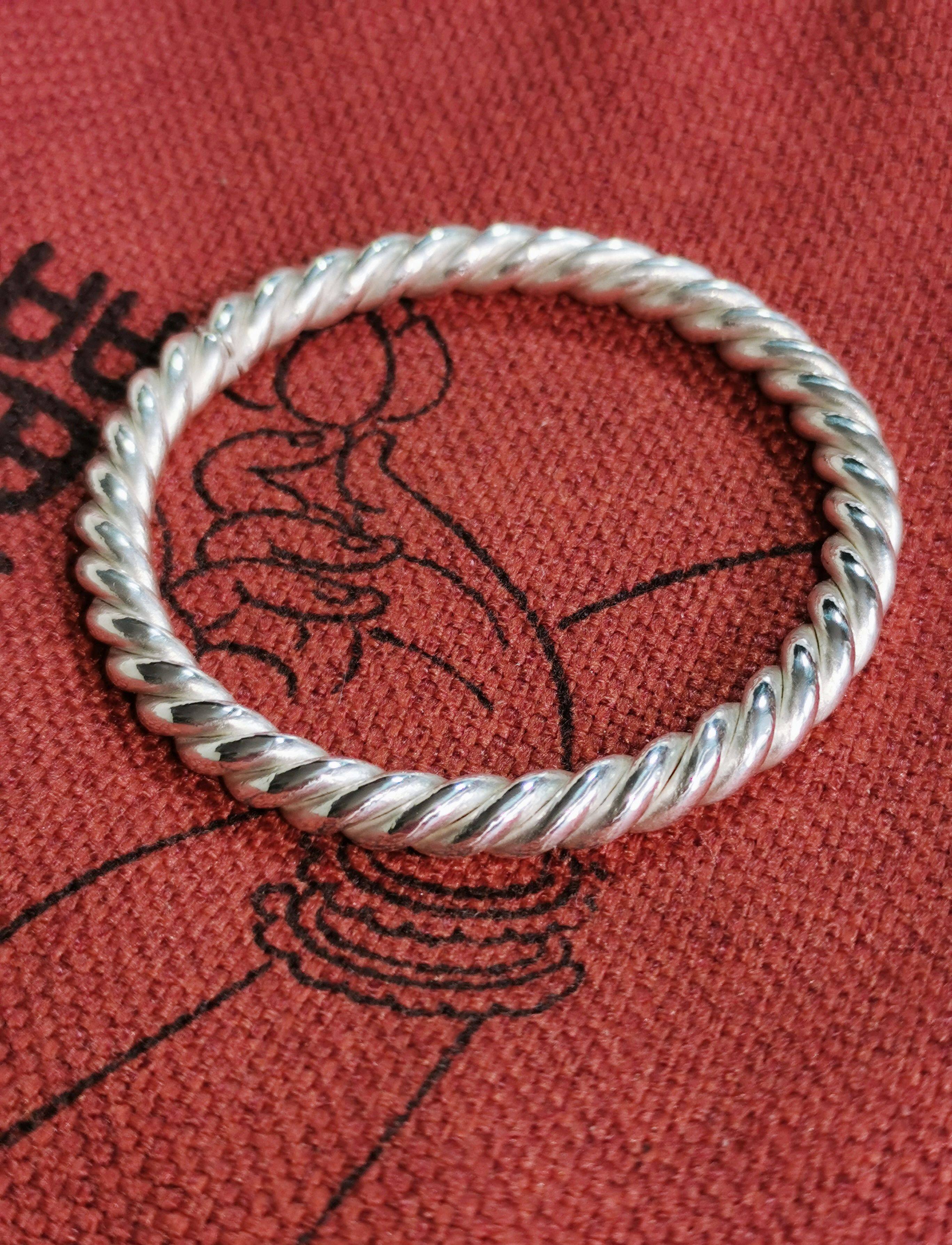 【画银坊】999足银《三生三世》古法绞丝复古麻花纯银手镯定制