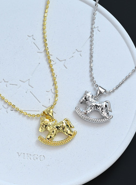 cnc工艺冷淡风碎冰冰摇摇马吊坠项链女精致感锁骨链气质颈链