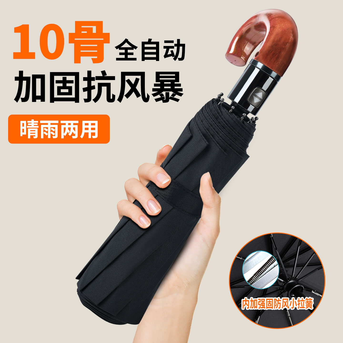 全自动抗风防雨加大双人晴雨伞图片