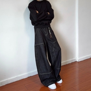 现货美式宽松大口袋牛仔裤男女8219P52，男装牛仔裤，星座517-5