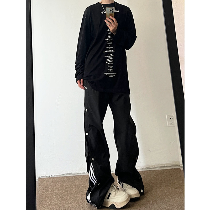 秋男女宽松直筒休闲裤多功能三条杆6018p48控78,男装休闲裤,星座517-5