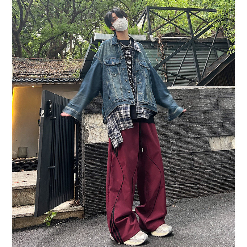 美式酒红色男女工装休闲裤8667p55,男装工装外套,星座517-5