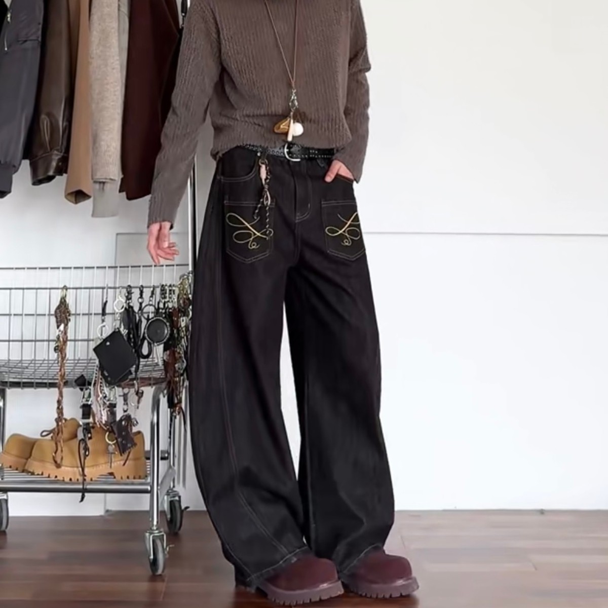 现货春季男女宽松牛仔裤8534p42，男装牛仔裤，星座517-5