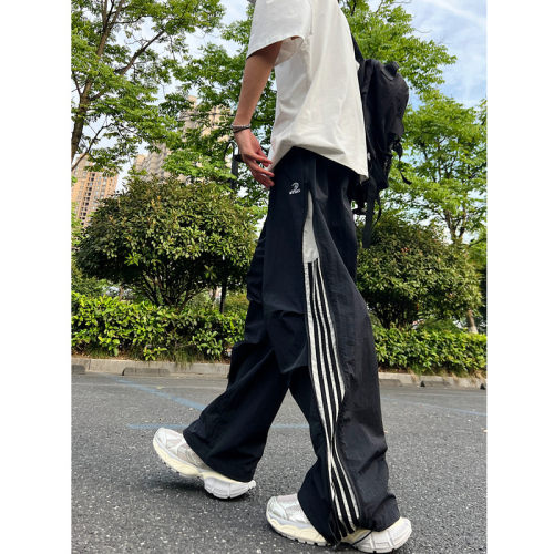双头拉链刺绣男女拖地宽松三杆速干裤6618P65控88
